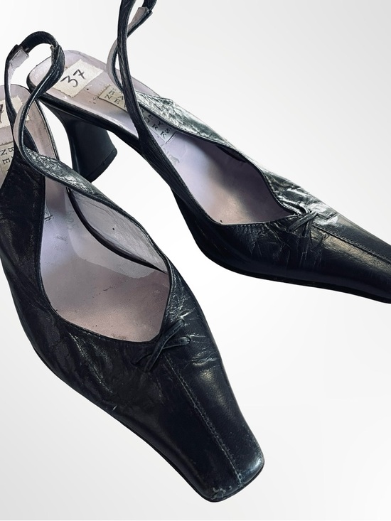 Barneys New York Shoes - Barneys New York Black Leather Slingback Heels